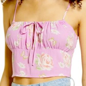 BP. 2X Crop Camisole Top In Purple Anna Floral Butterfly Women's NWT Nordstroms